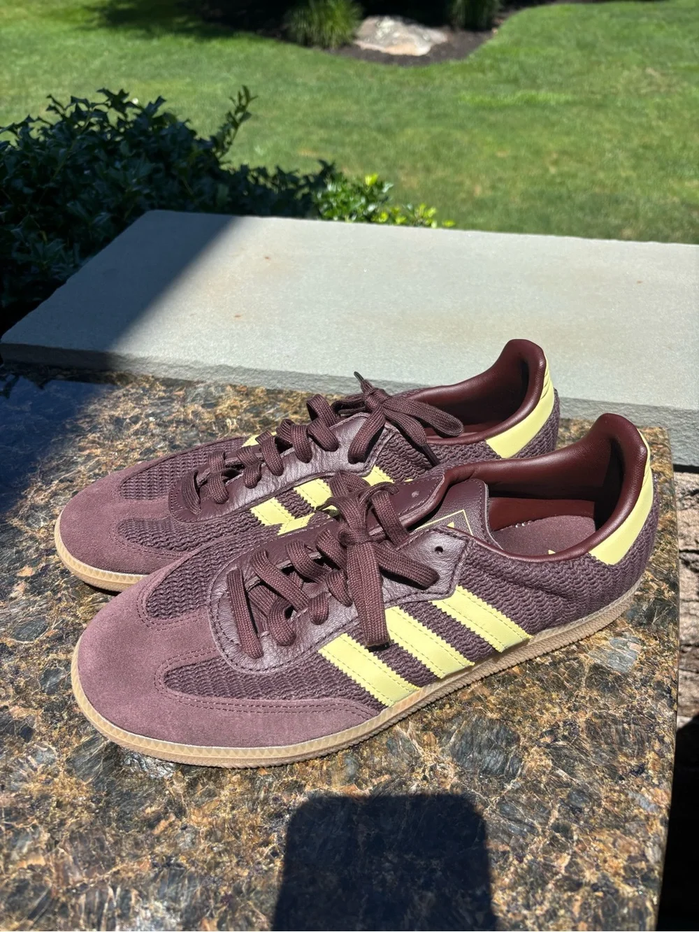 Adidas Women's Samba OG Shoes In Crocheted Shadow Brown & Powder Yellow size 10 - Picture 2 of 8